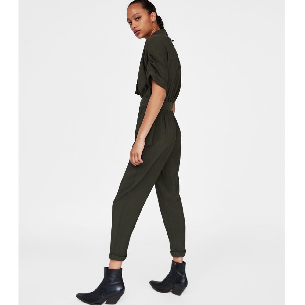 Zara Buckled olive green jumpsuit - Picture 5 of 8